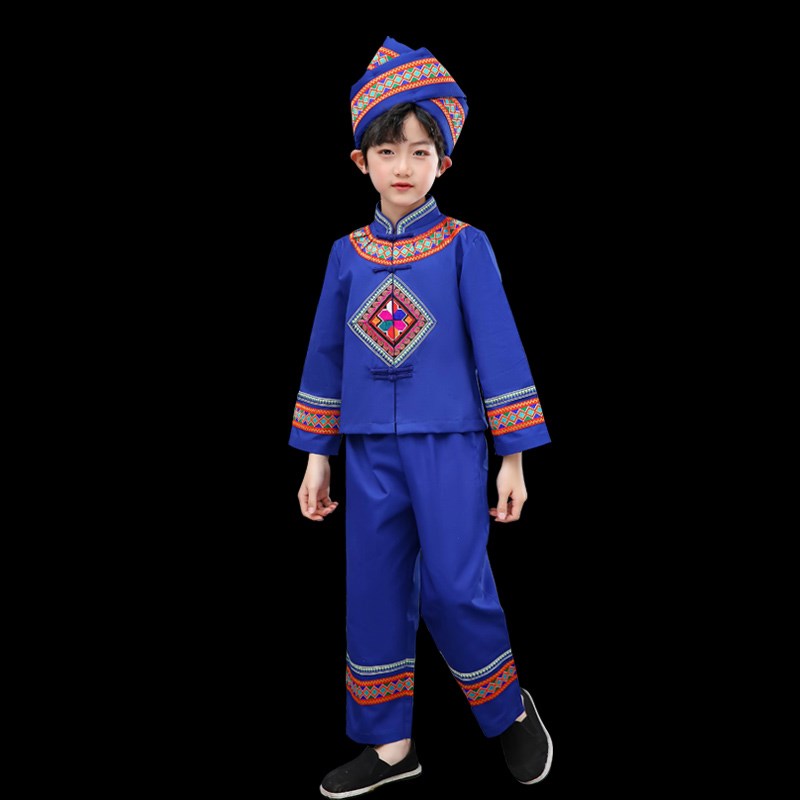 儿童少数民族服装男童三月三壮族高山族阿昌族藏族56个民族演出服