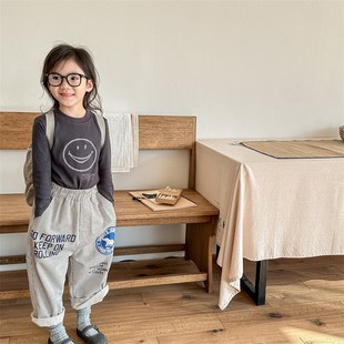 男童女童寬松百搭褲 條紋哈倫褲 兒童韓版 長褲 休閑褲 春款 子寶寶時尚