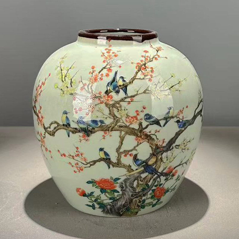 仿古玩清代光绪年制粉彩回流罐豆青釉紫边坛茶叶罐家居装饰品收藏,家居饰品,装饰摆件,淘宝优惠券,粉丝福利购,淘宝优惠卷