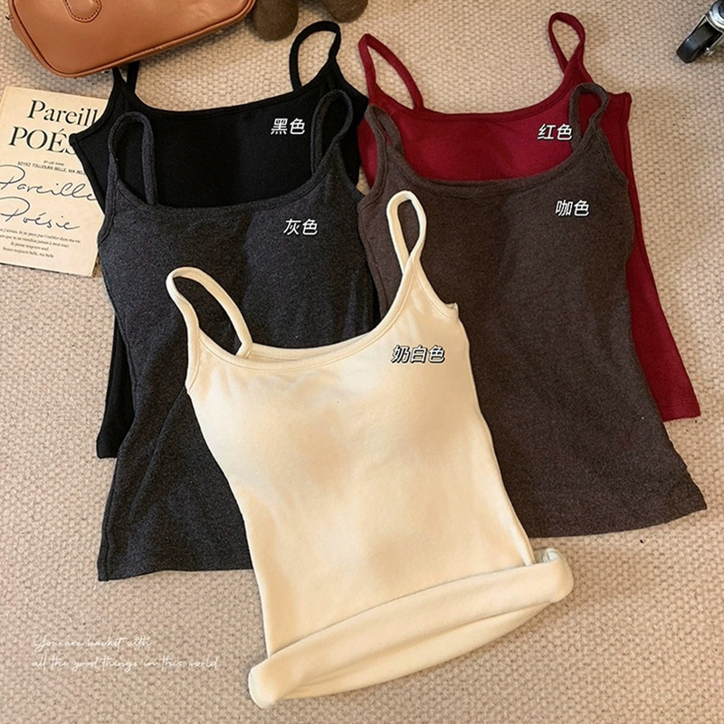 带胸垫磨毛吊带背心女秋冬季基础款纯色修身内搭打底保暖上衣,女士内衣/男士内衣/家居服,保暖背心,淘宝优惠券,粉丝福利购,淘宝优惠卷
