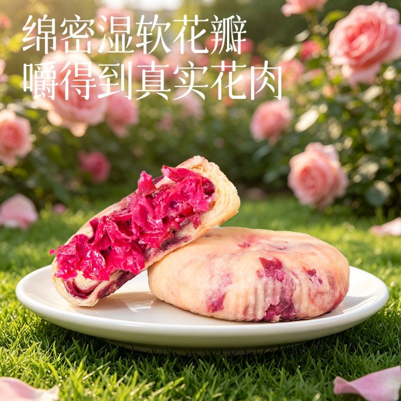 滇锅锅香妃鲜花月饼云南玫瑰黄油中秋鲜花层层酥皮早餐下午心