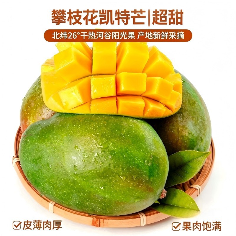 大金子专属攀枝花凯特芒净重9斤应季芒果皮薄肉厚多仓发货Q