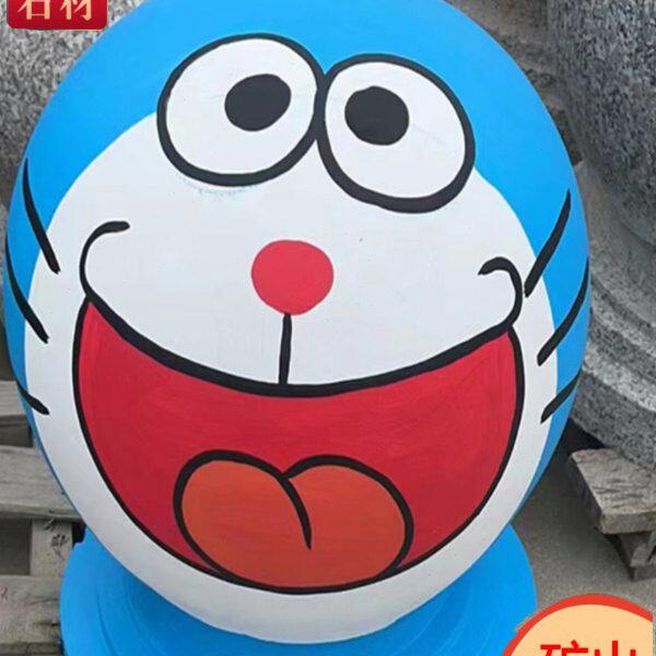 石球路障花岗岩车挡石幼儿园彩绘隔离挡车球广场小区大理石止车石