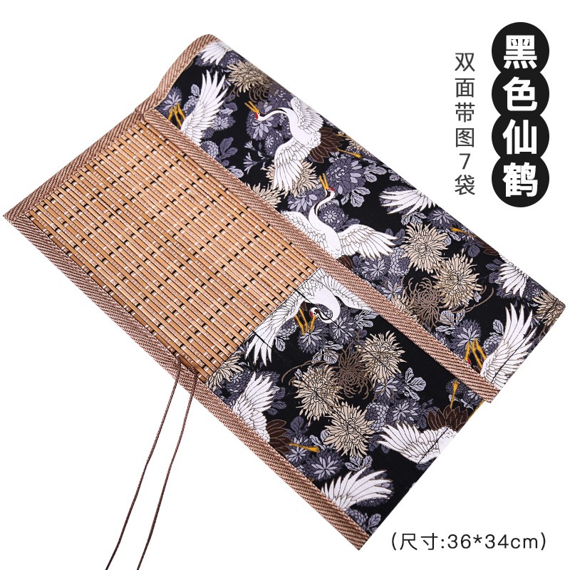 笔帘毛笔中国风笔袋大容量便携古风画笔收纳竹制布艺笔帘卷笔袋女