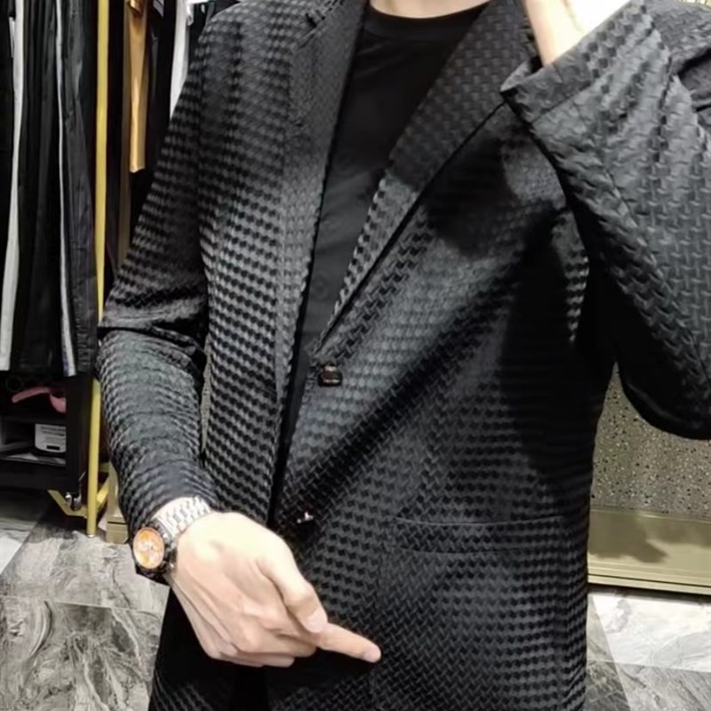 6153夏季薄款男士西服气质时尚潮流小西装外套2023男款休闲上衣潮
