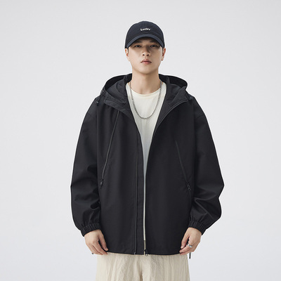 MMLG MCQ冲锋衣外套男女美式连帽春秋情侣潮牌宽松休闲渐变夹克