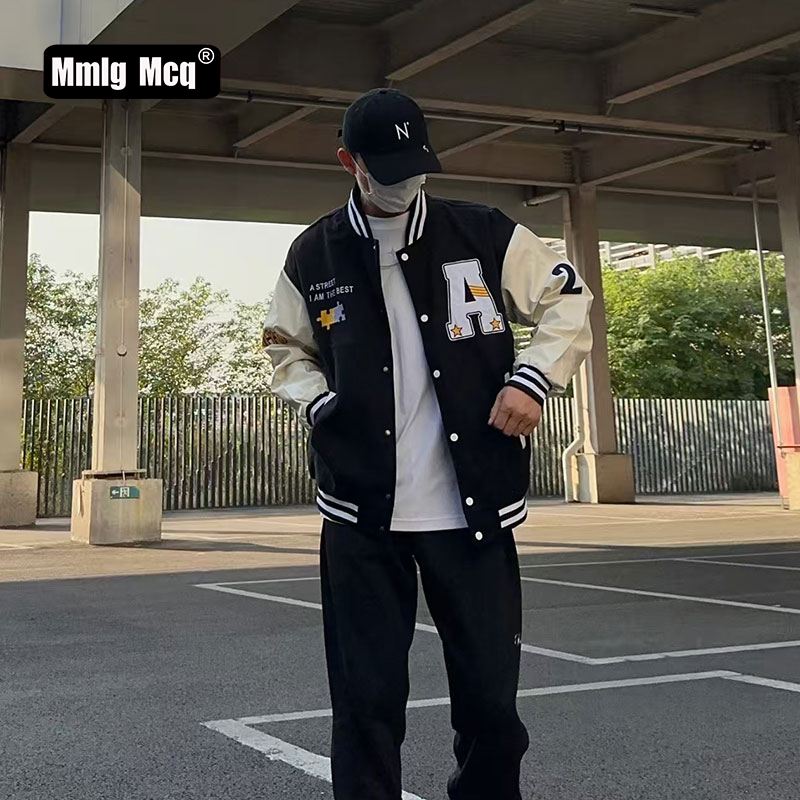 刺绣飞行员夹克垫肩短款外套潮流春秋款工装潮牌美式高街棒球服