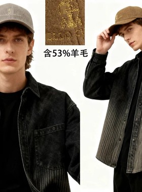 BAMIOW男款鸭舌帽 含53%羊毛毛呢质感刺绣棒球帽 厚款保暖 49006