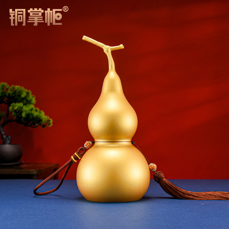铜掌柜铜葫芦盖空心龙头金色葫芦黄铜葫芦挂件家居玄关装饰