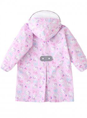 儿童雨衣带书包位女童宝宝幼儿爱卡通粉色环保防水风雪布料雨披