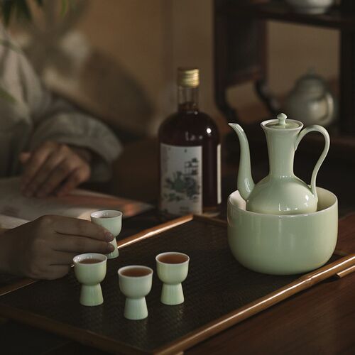 大相莲 宋韵风雅温酒器 豆青釉执壶 酒具杯礼