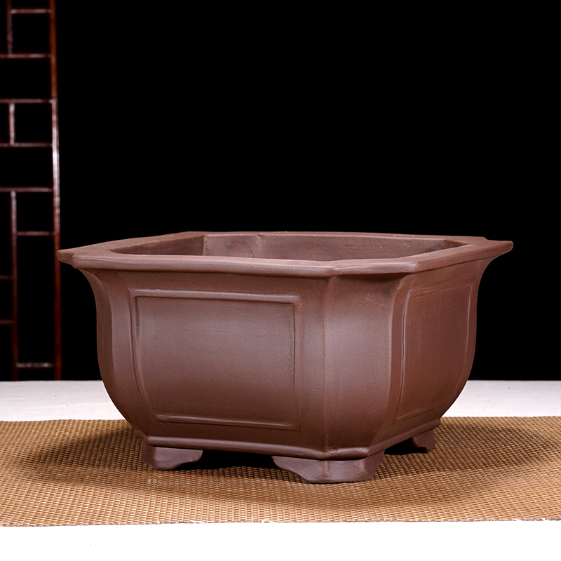 正方形花盆紫砂盆景花盆室内造景盆栽榕树老桩花卉四方陶瓷盆