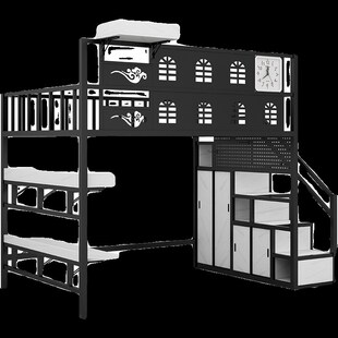 铁艺空中吊顶阁楼j式床省空间高架床复式悬挂单小户型上层上铺吊