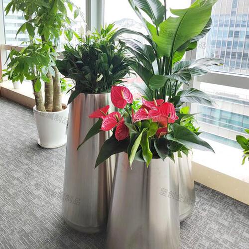现代组合庭院异形不锈钢大花盆 酒店商场写字楼花器 装饰金属花缸
