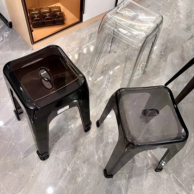 塑料透明亚克力凳子可叠放家用加厚客厅餐桌方板凳轻奢高椅子特厚
