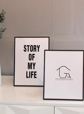 相框摆台5寸6 7 8 10 12寸五细边窄边简约4r3R黑色金属挂墙小清新