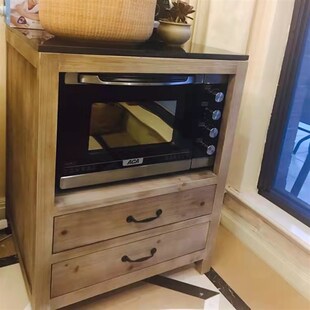 欧式纯实木餐边柜灶台柜厨房烤箱柜客厅复古储物柜多功能微波炉柜