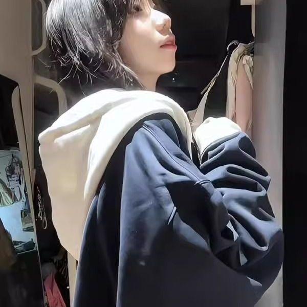 宽松拼接oversize学院风外套