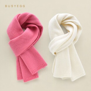 白色桃红色儿童羊毛围脖防风女孩毛线小围巾短款女童宝宝冬季可爱