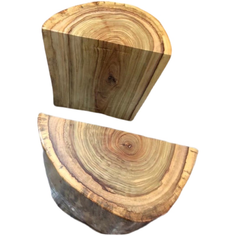 香樟实木底座大板支架根雕木墩对半脚架树墩半圆墩子天然原木树桩