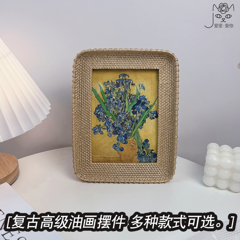 法式复古相框金色方形油画装饰画画框摆台客厅卧室家居桌面摆件图片