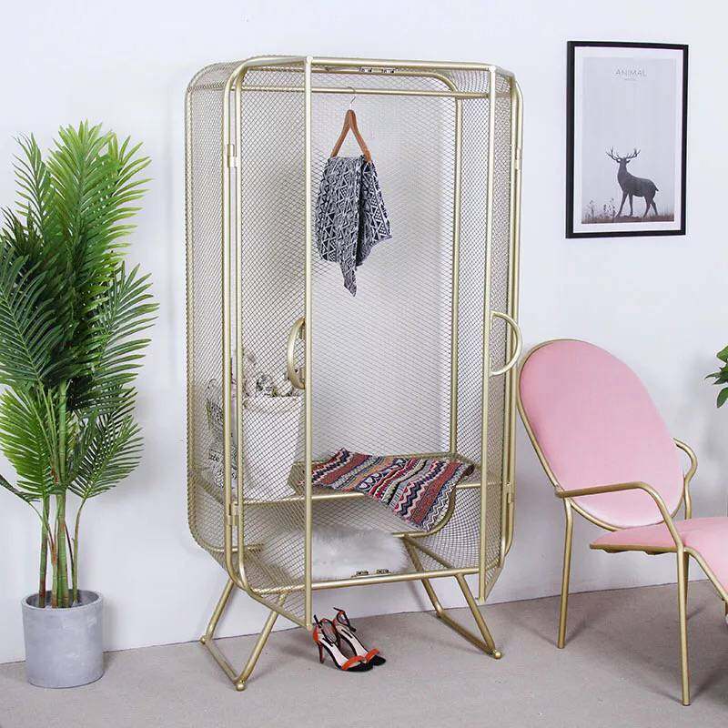 北欧轻奢铁艺网格挂衣柜落地小户型家用服装店展示柜衣服收纳衣橱,住宅家具,独立衣柜,淘宝优惠券,粉丝福利购,淘宝优惠卷