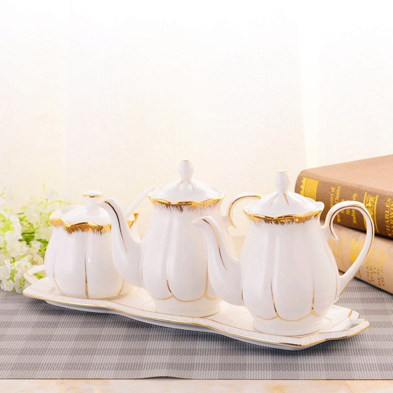 欧式陶瓷油壶 小号油瓶酱油壶 调味瓶餐桌醋壶酱油壶子带瓷盘套装