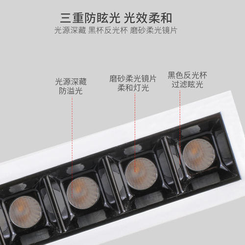 格栅灯线性条内嵌入式led射灯长方条形洗墙客厅玄关家用无主灯cob