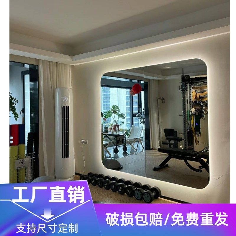 定舞蹈室贴墙镜子健身房形体家用教室整面智能灯光瑜伽全身大镜