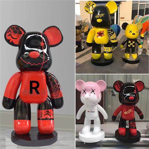 卡通暴力熊芝麻街Kaws公仔大摆件轻奢装饰落地玻璃钢雕塑卡通模型