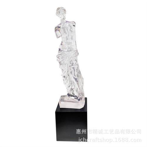 厂家直销欧式酒店样板房桌面摆件铂晶透明树脂爱神维纳斯雕塑浪漫