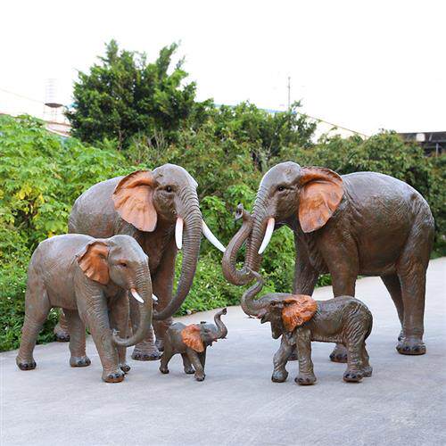 户外仿真大象招财河马园林玻璃钢雕塑假动物花园庭院动物模型摆件