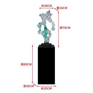 现代家居客厅玄关落地摆件透明树脂横向太湖石摆件别墅装饰艺术品