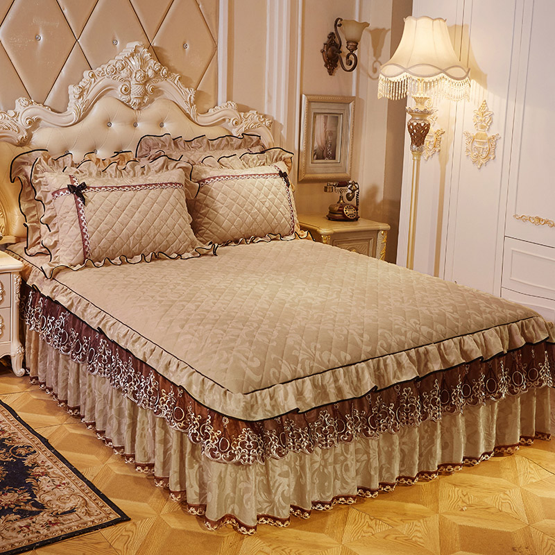 冬季可床裙蕾丝加厚90*100*1*10*190*220保暖夹棉床罩防滑