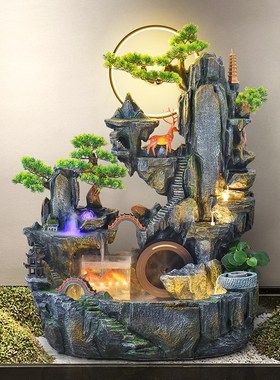 大型假山喷泉风水轮入户客厅玄关装饰室内招财流水摆件循环水鱼缸