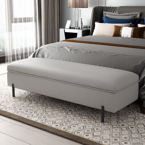 卧室床尾凳床榻床脚凳实木床前沙发凳储物收纳凳超纤皮床边长凳子