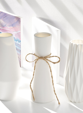 北欧白色创意简约陶瓷水养花瓶家居装饰干花摆件摆设道具客厅插花