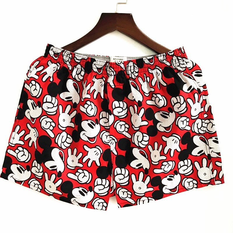 日单卡通男士平角内裤宽松舒适全棉四角短裤睡裤男阿罗裤大码透气