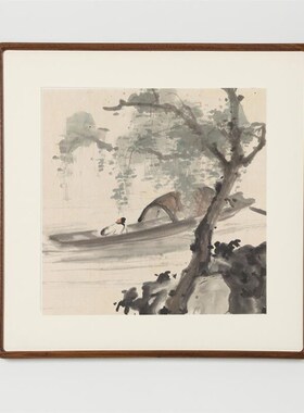 新中式实木画框正方形圆角裱画框国画木框定制打印修图挂墙摆台