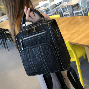 象纹旅行包休闲女车缝线单肩包两用背包潮 双肩包韩版 2020时尚 新款