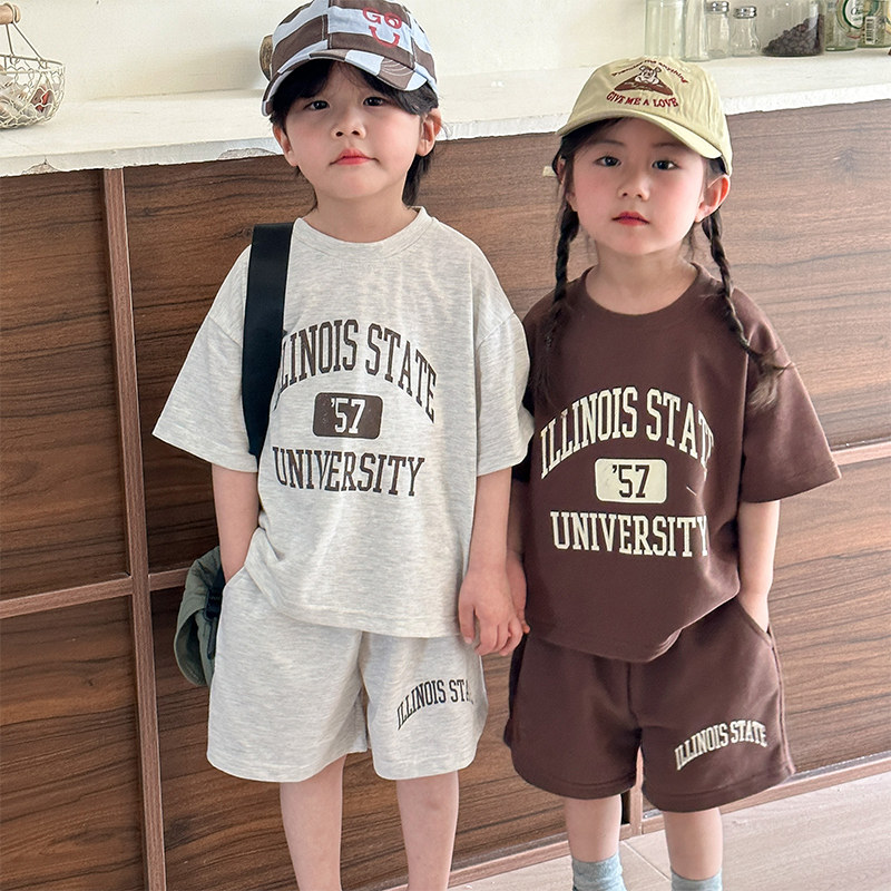 儿童夏季运动套装纯棉男童宽松2025新款夏装女童休闲短袖宝宝衣服