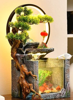 厂家风水轮鱼缸客厅假山流水景观摆件办公室桌P面招财循环水喷泉