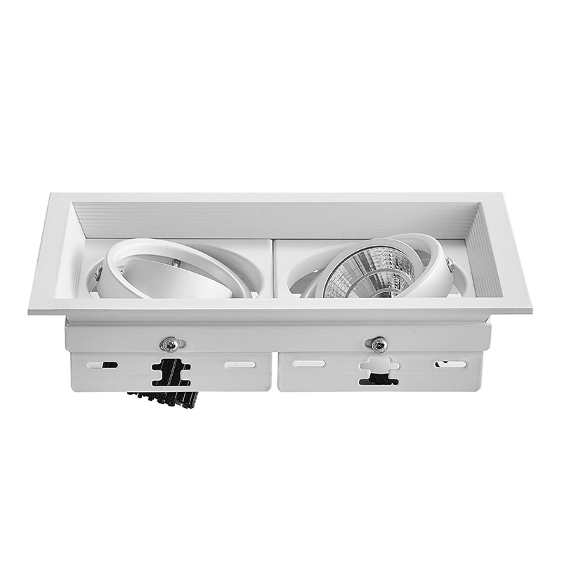 LED头斗胆灯嵌入式cob射灯单头三头商用吊顶天花格栅方形豆胆灯