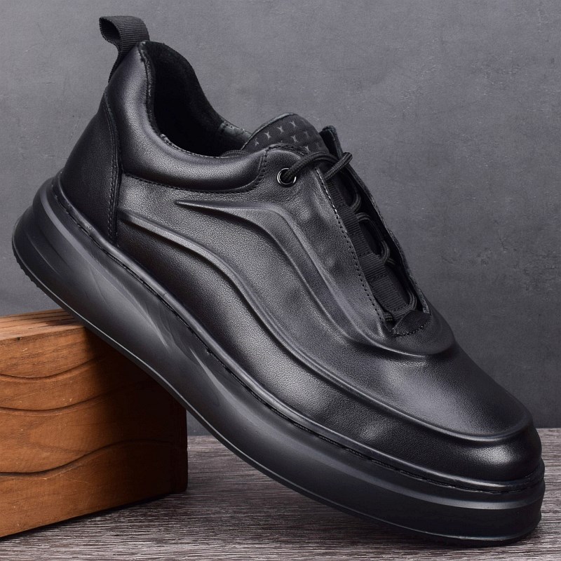 外贸新款板男鞋真皮头层牛皮男士皮鞋透气轻便厚底百搭运动休闲鞋