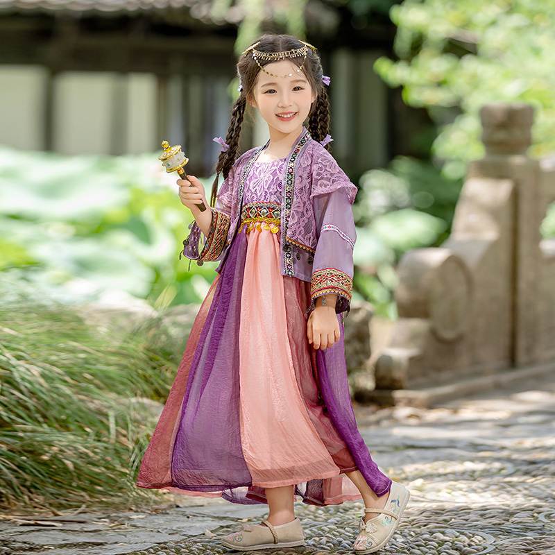 汉服女童连衣裙秋装2024新款洋气儿童新中式国风套装女孩春秋裙子