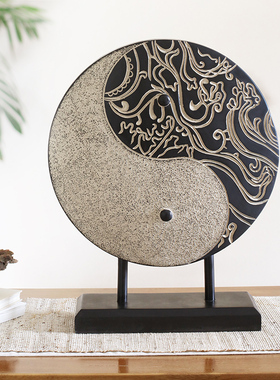 创意家居饰品中式客厅仿古装饰品 古典酒店软装书房摆件太极八卦