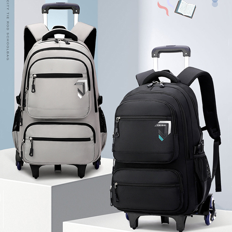 超大容量拉杆书包男孩初中生减负拉杆式拖拉可爬楼小学生双肩背包