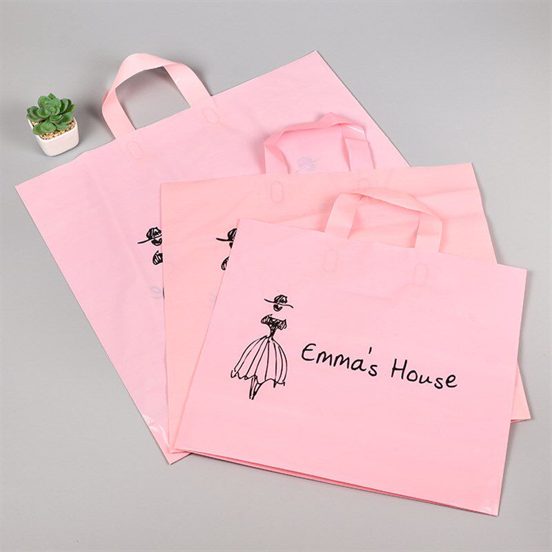 现货可印PE塑料购物包装手提袋服装店袋子可以印刷Logo韩版塑料袋