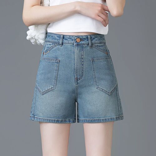 a字牛仔短裤直筒裤女2025年夏季新款高腰显瘦阔腿裤时尚休闲热裤