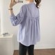 大码 衬衫 宽松纯棉条纹打底上衣时尚 插肩袖 百搭春夏季 孕妇衬衣韩版